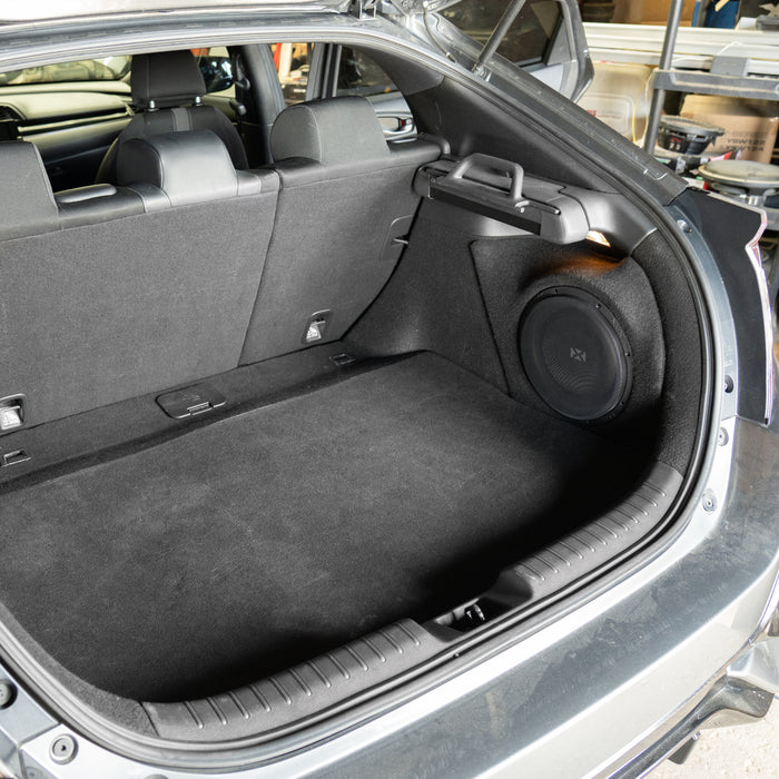 2017-2021 Honda Civic Sport Bass Package - Includes 10" 350W RMS Subwoofer, Custom Enclosure, Monoblock Amplifier, Line Out Converter and Complete Wiring Kit (PBK-HON-CVCHB-G10)