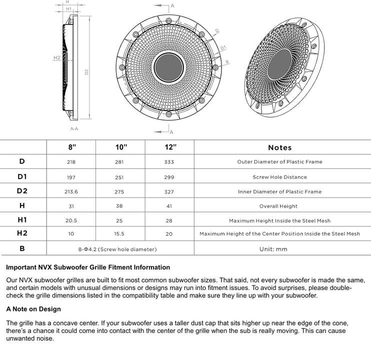 XHESG10 Universal 10" High Excursion Woofer Grille