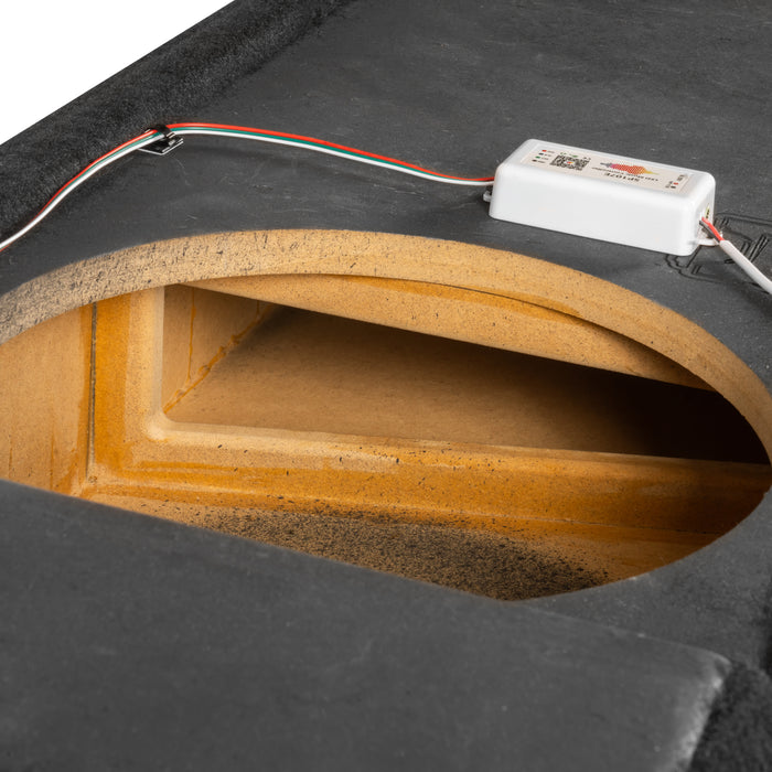 Custom Fit 800W RMS Dual 12" Loaded BOOST Vented Truck Enclosure with LED Lighting - 2009-2026 Ford F-Series - BE-FD-09F150SC-P212