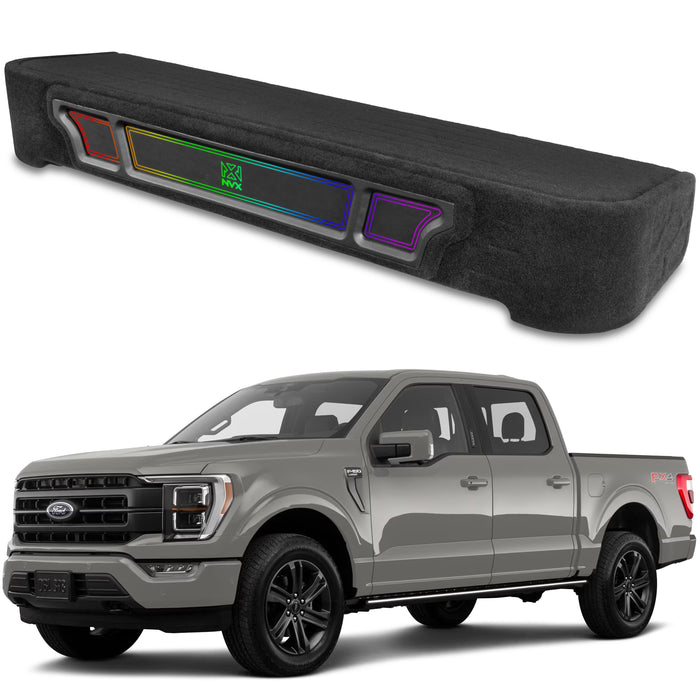Custom Fit 700W RMS Dual 10" Loaded BOOST Sealed Truck Enclosure with LED Lighting - 2009-2026 Ford F-Series - BE-FD-09F150SC-S210