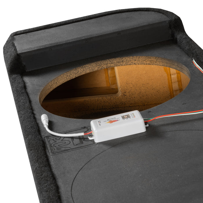 Custom Fit 800W RMS Dual 12" Loaded BOOST Sealed Truck Enclosure with LED Lighting - 2009-2026 Ford F-Series Crew Cab - BE-FD-09F150SC-S212