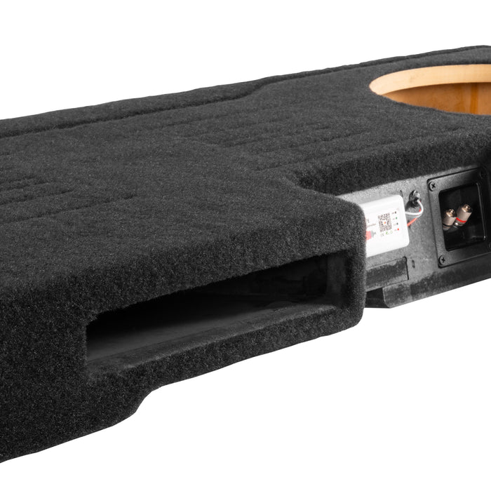 Custom Fit 1200W RMS Dual 12" Loaded BOOST Vented Truck Enclosure with LED Lighting - 2008-2018 Chevrolet Silverado and GMC Sierra Crew Cab - BE-GM-08SLVCC-P212