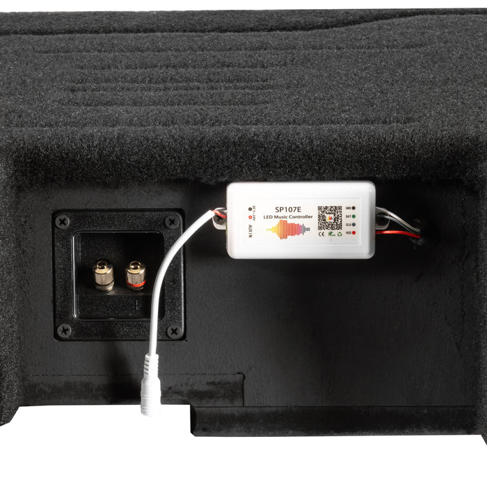 Custom Fit 1200W RMS Dual 10" Loaded BOOST Vented Truck Enclosure with LED Lighting - 2019-2024 Chevrolet Silverado and GMC Sierra Crew Cab - BE-GM-19SLVCC-P210