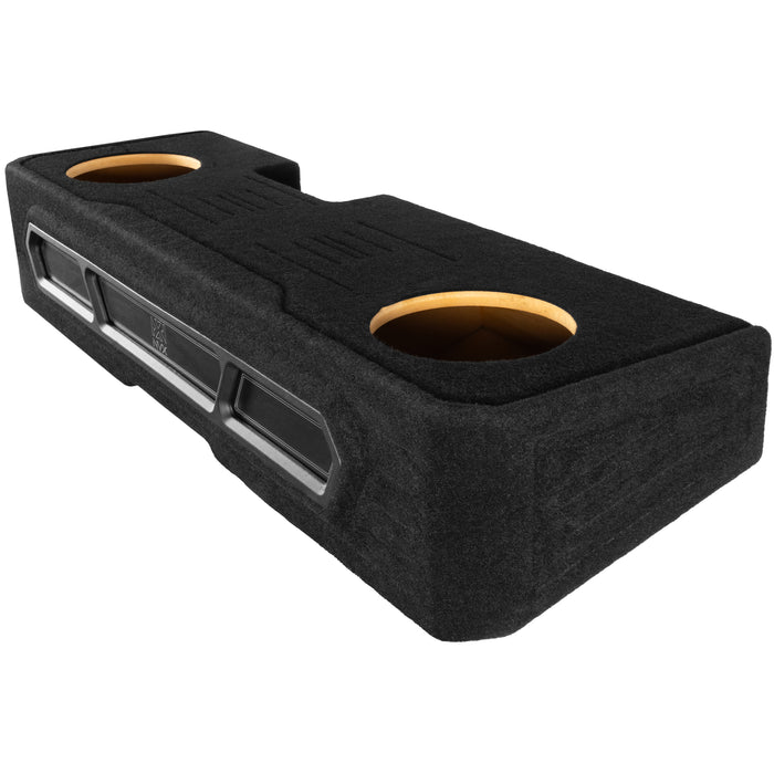 Custom Fit 1200W RMS Dual 10" Loaded BOOST Sealed Truck Enclosure with LED Lighting - 2019-2024 Chevrolet Silverado and GMC Sierra Crew Cab - BE-GM-19SLVCC-S210