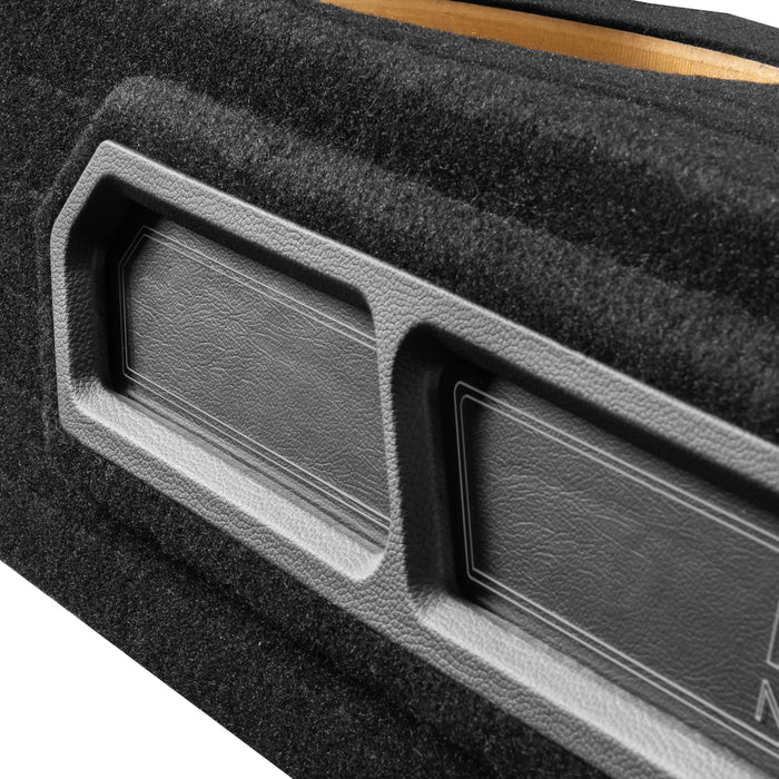 Custom Fit 1200W RMS Dual 12" Loaded BOOST Sealed Truck Enclosure with LED Lighting - 2019-2024 Chevrolet Silverado and GMC Sierra Crew Cab - BE-GM-19SLVCC-S212