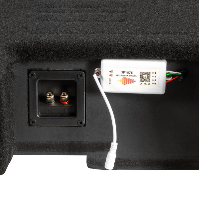 Custom Fit 1200W RMS Dual 12" Loaded BOOST Sealed Truck Enclosure with LED Lighting - 2019-2024 Chevrolet Silverado and GMC Sierra Crew Cab - BE-GM-19SLVCC-S212