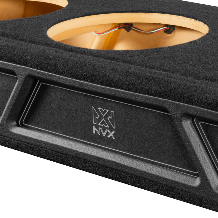 Custom Fit 1200W RMS Dual 12" Loaded BOOST Sealed Truck Enclosure with LED Lighting - 2019-2024 Ram 1500 Crew Cab - BE-RAM-19CC-S212