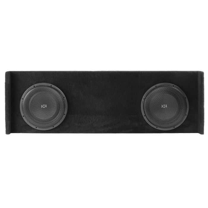 Custom Fit 700W RMS Dual 10" Loaded BOOST Sealed Truck Enclosure - 2008-2013 Chevrolet Silverado and GMC Sierra Crew Cab - LVE-GM-SLVCCG2-D10S