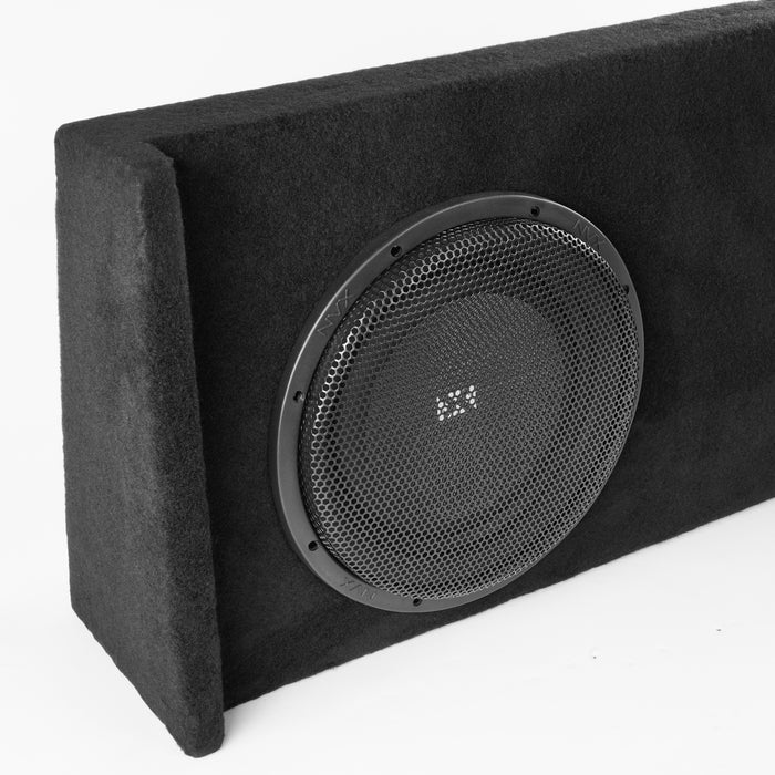 Custom Fit 700W RMS Dual 10" Loaded BOOST Sealed Truck Enclosure - 2008-2013 Chevrolet Silverado and GMC Sierra Crew Cab - LVE-GM-SLVCCG2-D10S