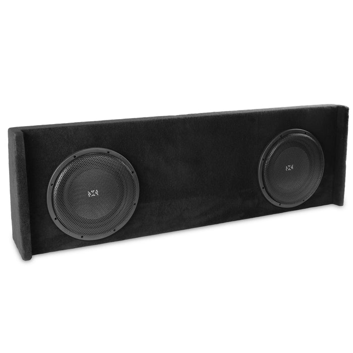 Custom Fit 800W RMS Dual 12" Loaded BOOST Sealed Truck Enclosure - 2007-2013 Chevrolet Silverado and GMC Sierra Crew Cab - LVE-GM-SLVCCG2-D12S