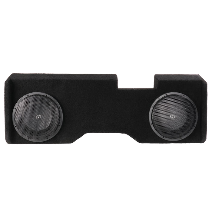 Custom Fit 800W RMS Dual 12" Loaded BOOST Sealed Truck Enclosure - 2014-2018 Chevrolet Silverado and GMC Sierra Crew Cab - LVE-GM-SLVCCG3-D12S