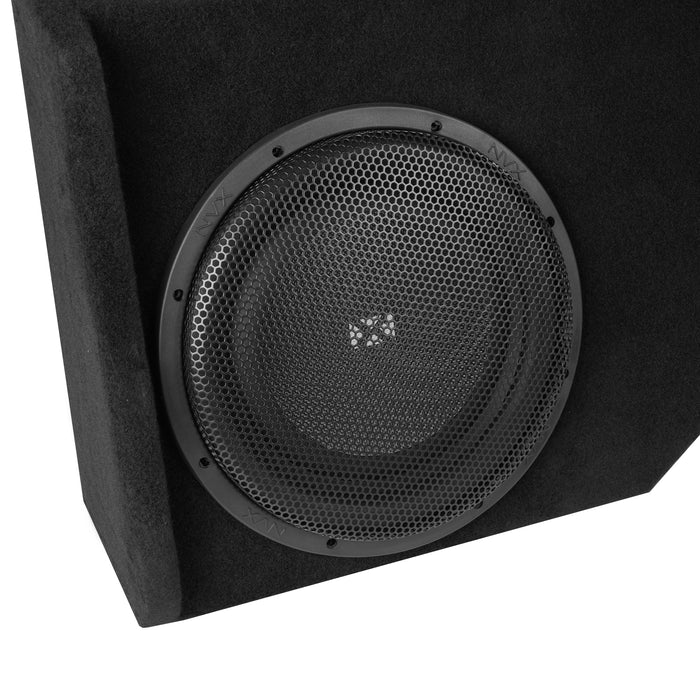 Custom Fit 800W RMS Dual 12" Loaded BOOST Sealed Truck Enclosure - 2014-2018 Chevrolet Silverado and GMC Sierra Crew Cab - LVE-GM-SLVCCG3-D12S