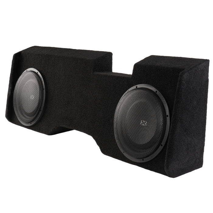 Custom Fit 800W RMS Dual 12" Loaded BOOST Sealed Truck Enclosure - 2014-2018 Chevrolet Silverado and GMC Sierra Crew Cab - LVE-GM-SLVCCG3-D12S
