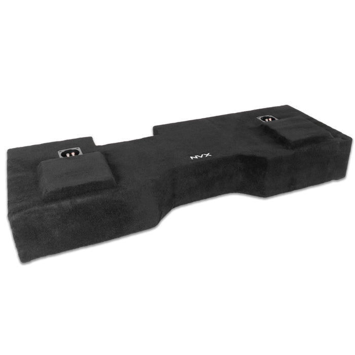 Custom Fit 800W RMS Dual 12" Loaded BOOST Sealed Truck Enclosure - 2014-2018 Chevrolet Silverado and GMC Sierra Crew Cab - LVE-GM-SLVCCG3-D12S
