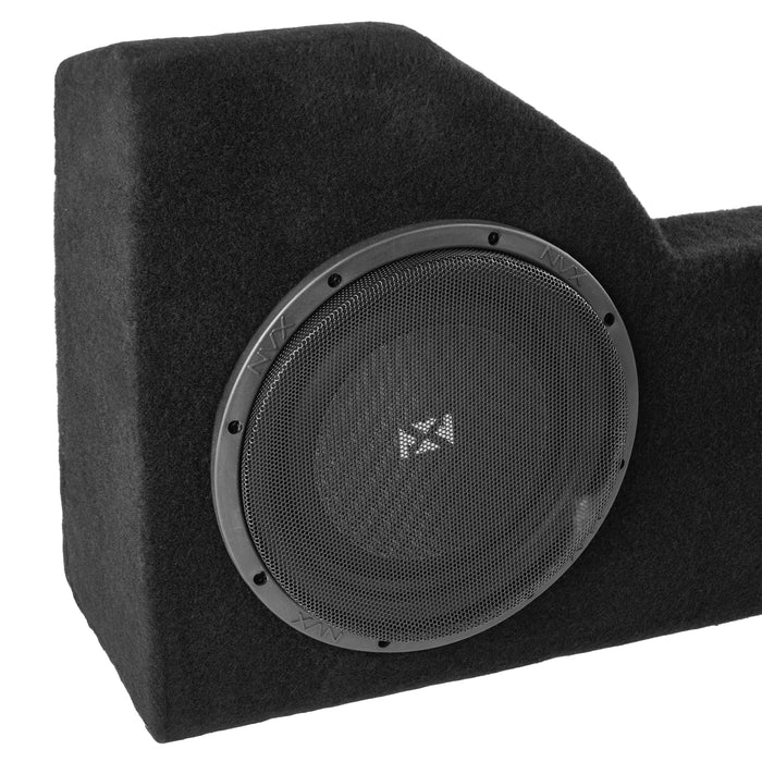 Custom Fit 700W RMS Dual 10" Loaded BOOST Sealed Truck Enclosure - 2014-2018 Chevrolet Silverado and GMC Sierra Double Cab - LVE-GM-SLVDCG3-D10S
