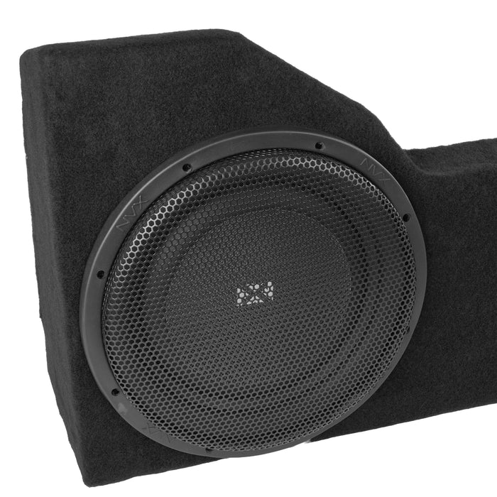 Custom Fit 800W RMS Dual 12" Loaded BOOST Sealed Truck Enclosure - 2014-2018 Chevrolet Silverado and GMC Sierra Double Cab - LVE-GM-SLVDCG3-D12S