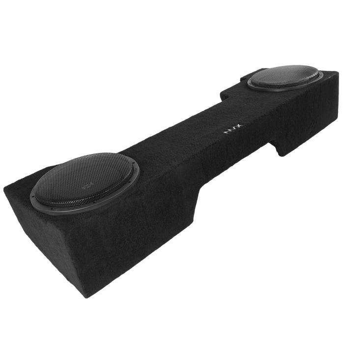 Custom Fit 800W RMS Dual 12" Loaded BOOST Sealed Truck Enclosure - 2014-2018 Chevrolet Silverado and GMC Sierra Double Cab - LVE-GM-SLVDCG3-D12S