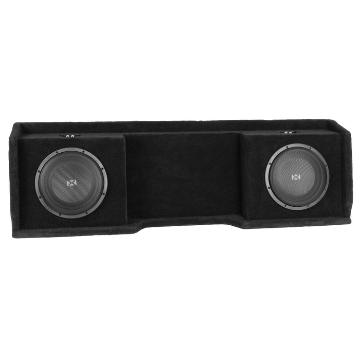 Custom Fit 700W RMS Dual 10" Loaded BOOST Sealed Truck Enclosure - 1999-2006 Chevrolet Silverado and GMC Sierra Extended Cab - LVE-GM-SLVECG1-D10S