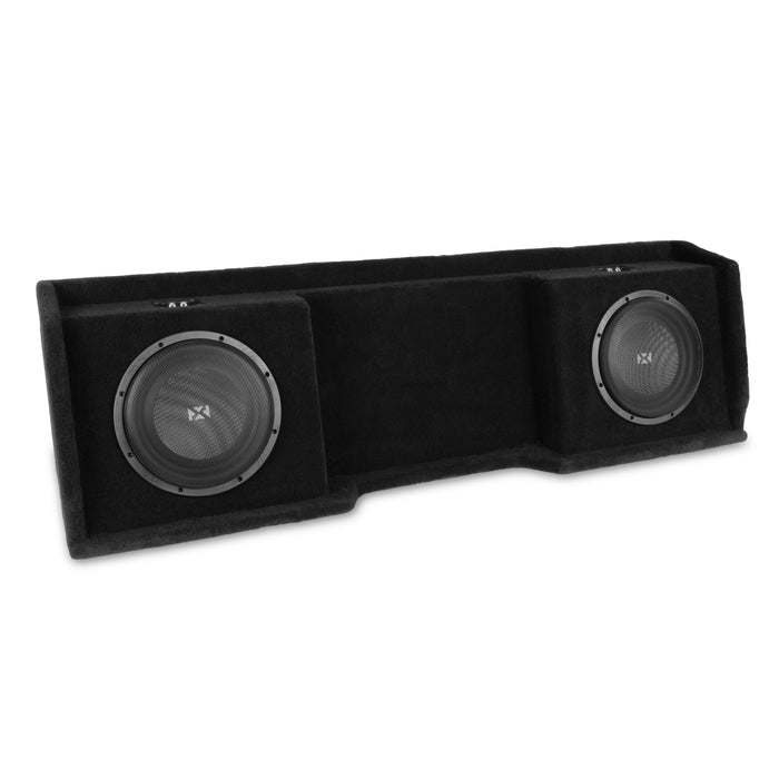 Custom Fit 700W RMS Dual 10" Loaded BOOST Sealed Truck Enclosure - 1999-2006 Chevrolet Silverado and GMC Sierra Extended Cab - LVE-GM-SLVECG1-D10S
