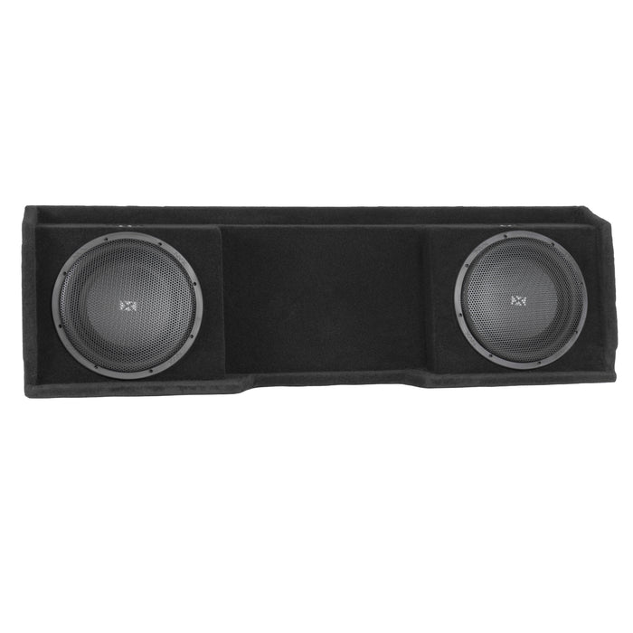 Custom Fit 800W RMS Dual 12" Loaded BOOST Sealed Truck Enclosure - 1999-2006 Chevrolet Silverado and GMC Sierra Extended Cab - LVE-GM-SLVECG1-D12S