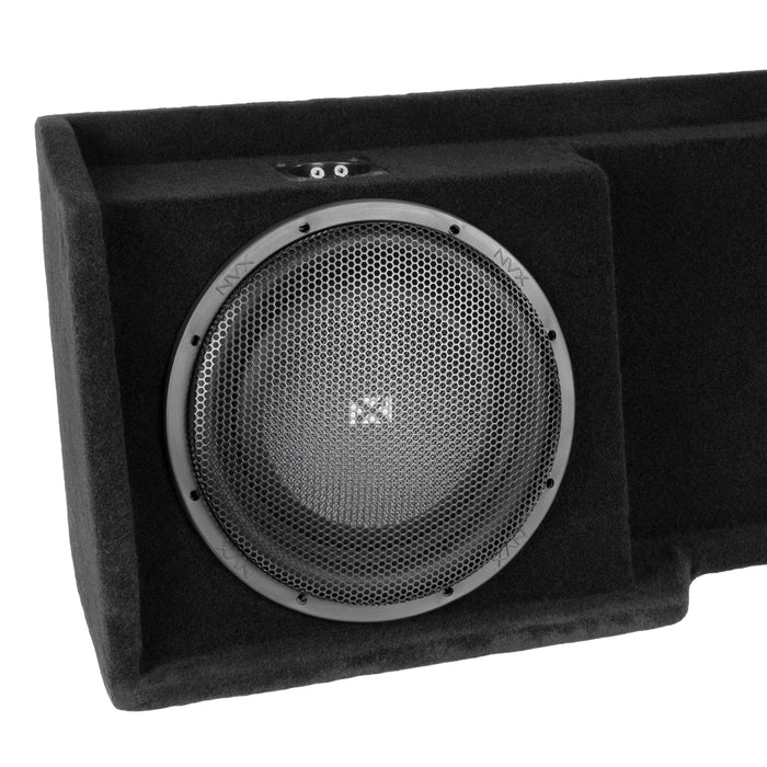 Custom Fit 800W RMS Dual 12" Loaded BOOST Sealed Truck Enclosure - 1999-2006 Chevrolet Silverado and GMC Sierra Extended Cab - LVE-GM-SLVECG1-D12S