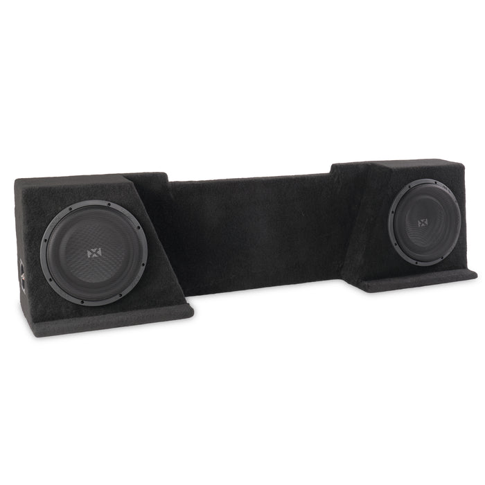Custom Fit 700W RMS Dual 10" Loaded BOOST Sealed Truck Enclosure - 2008-2013 Chevrolet Silverado and GMC Sierra Extended Cab - LVE-GM-SLVECG2-D10S