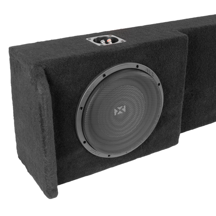Custom Fit 700W RMS Dual 10" Loaded BOOST Sealed Truck Enclosure - 2004-2018 Nissan Titan Crew and King Cab - LVE-NIS-TTNCKCG1-D10S