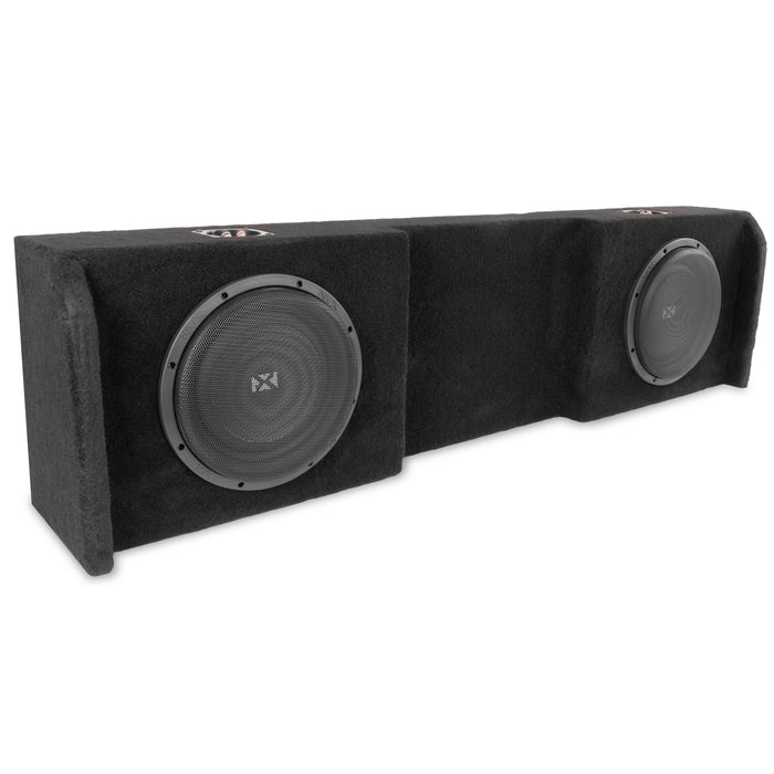 Custom Fit 700W RMS Dual 10" Loaded BOOST Sealed Truck Enclosure - 2004-2018 Nissan Titan Crew and King Cab - LVE-NIS-TTNCKCG1-D10S