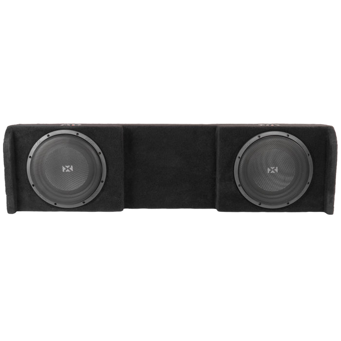 LVE-NIS-TTNCKCG1-D12S Custom Fit 800W RMS Dual 12" Loaded Subwoofer Enclosure for 2004-2018 Nissan Titan Crew and King Cab Trucks