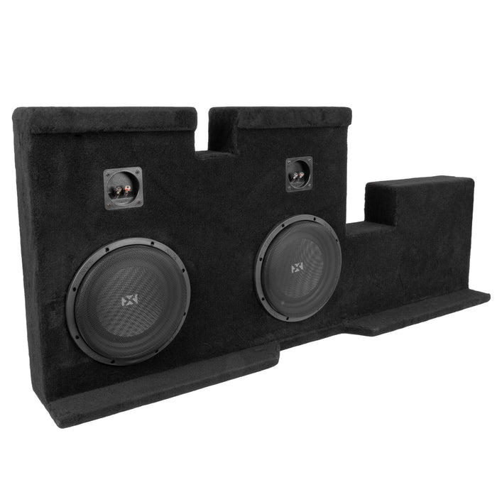 Custom Fit 700W RMS Dual 10" Loaded BOOST Sealed Truck Enclosure - 2007-2017 Toyota Tundra Double Cab - LVE-TOY-TUNDCG2-D10S
