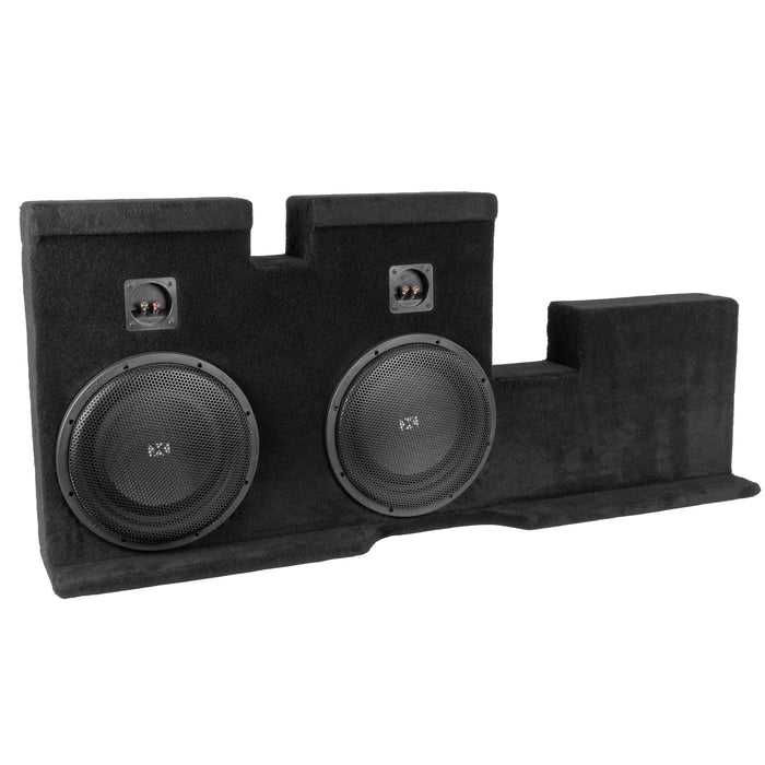 Custom Fit 800W RMS Dual 12" Loaded BOOST Sealed Truck Enclosure - 2007-2017 Toyota Tundra Double Cab - LVE-TOY-TUNDCG2-D12S