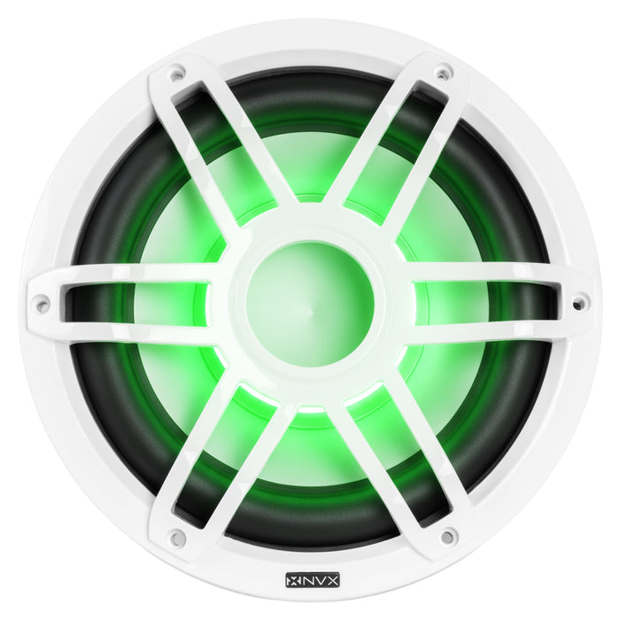 NVX MV104W 10" V-Series Marine Subwoofer with LED (White)
