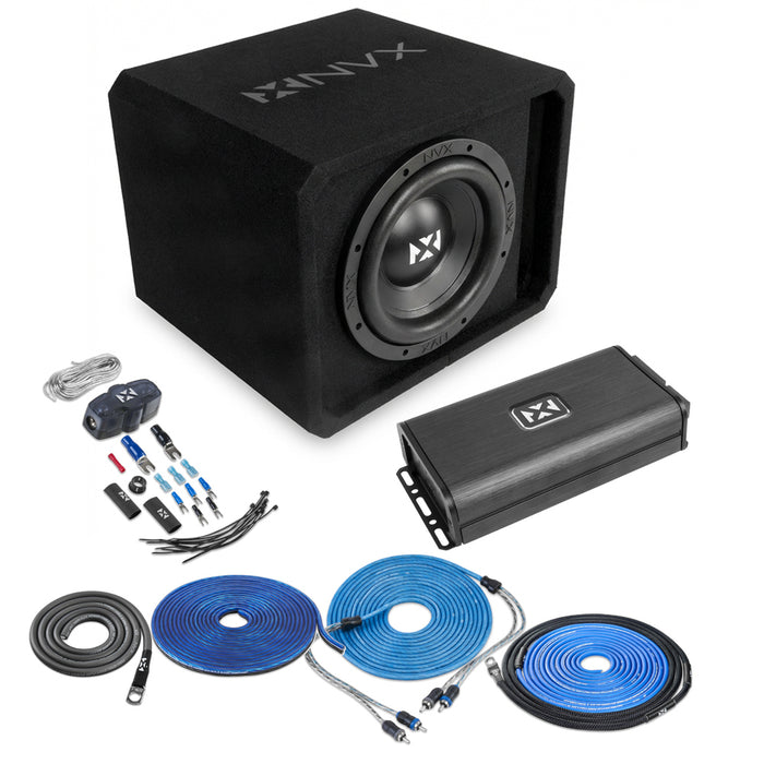 NVX Single 12" Complete Bass System w/  Ported Box, Amp, and Wiring Kit