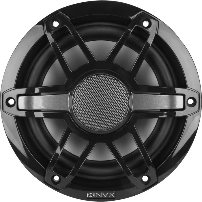NVX NMPS20 Receiver, 2x MVSP65 Marine Speakers, MV104W Subwoofer, vad11005v2