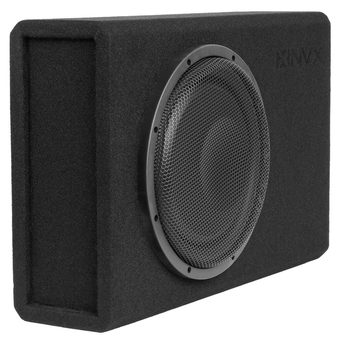 QB12SPA 1200W Peak (350W RMS) Single 12" Amplified Ported Loaded Subwoofer Enclosure with Remote Bass Knob and Amplifier Wiring Kit
