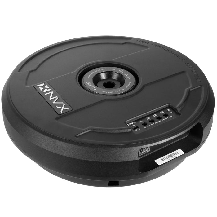 QBSTA 900W Peak (300W RMS) 11" Spare Tire Powered Subwoofer System with Remote Bass Knob