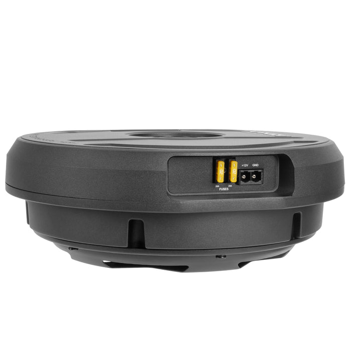 QBSTA 900W Peak (300W RMS) 11" Spare Tire Powered Subwoofer System with Remote Bass Knob