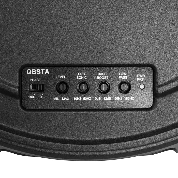 QBSTA 900W Peak (300W RMS) 11" Spare Tire Powered Subwoofer System with Remote Bass Knob