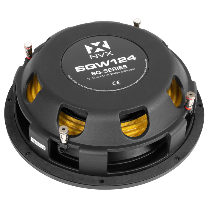SQW124 1200W Peak (600W RMS) 12" SQ-Series Dual 4-ohm Shallow-Mount Car Subwoofer