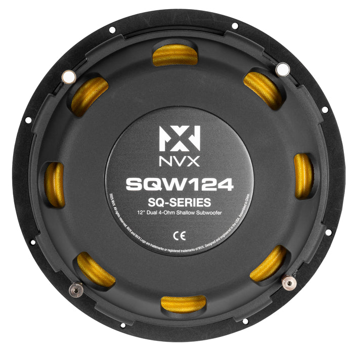 SQW124 1200W Peak (600W RMS) 12" SQ-Series Dual 4-ohm Shallow-Mount Car Subwoofer