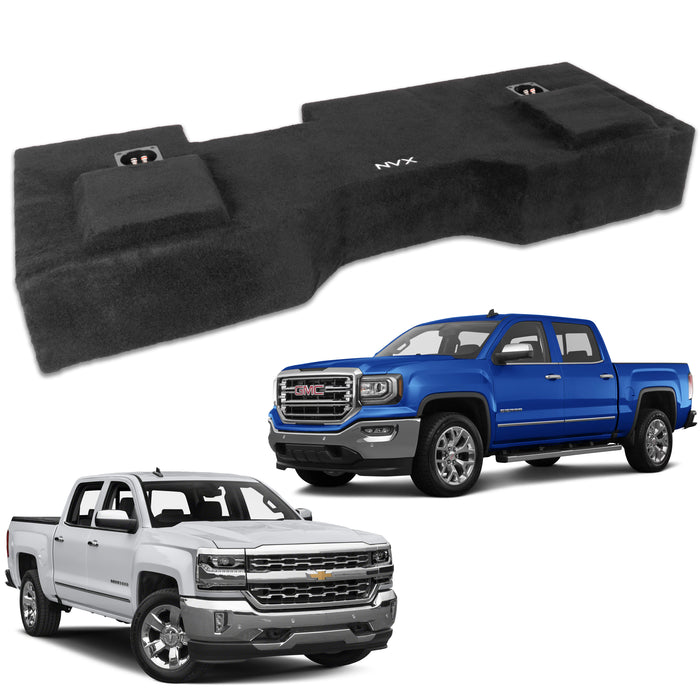 Custom Fit Dual 10" Empty BOOST Sealed Truck Enclosure - 2014-2018 Chevrolet Silverado, GMC Sierra Crew Cab Trucks - VE-GM-SLVCCG3-D10S