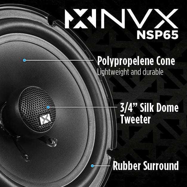 NSP65 540W Peak (180W RMS) 6.5" N-Series 2 Way Coaxial Speakers with 20mm Silk Dome Tweeters