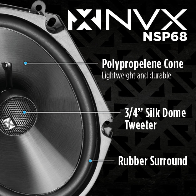 NSP68 540W Peak (180W RMS) 6x8" N-Series 2 Way Coaxial Speakers with 20mm Silk Dome Tweeters