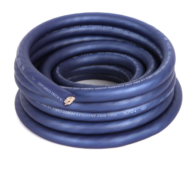 XW0BL20 20 ft 1/0-Gauge EnvyFlex True Spec Oxygen-Free Copper Power and Ground Wire (Blue)