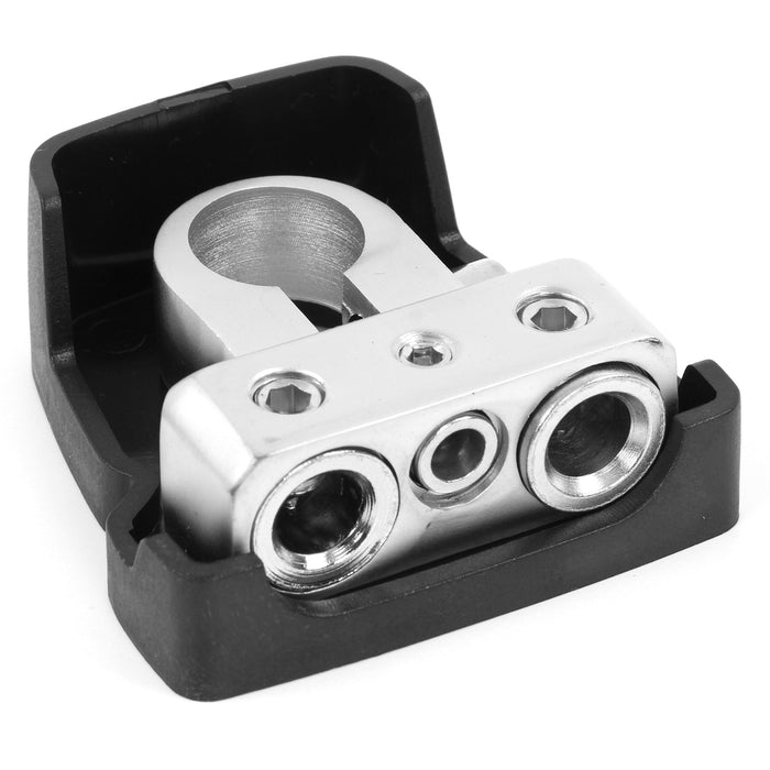 XBTPN04 Positive/Negative Battery Terminal Clamp with Two 1/0 or 4 Gauge and One 4 or 8 Gauge Outputs